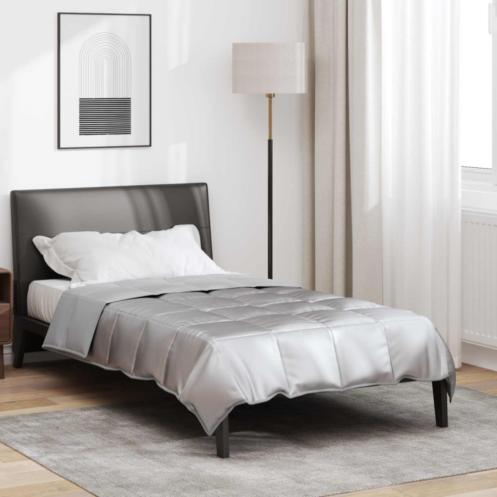 Vidaxl Full Year Duvet Silver 140 X 200 Cm Satin And Microfiber
