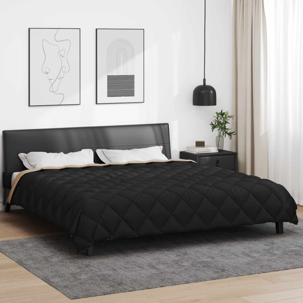 Vidaxl Winter Duvet Black And Taupe 220 X 240 Cm Microfiber