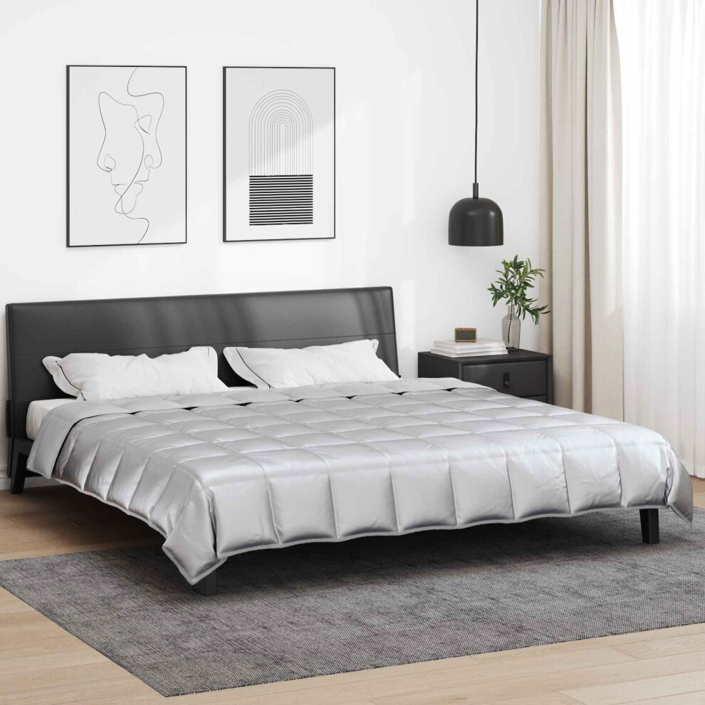 Vidaxl Summer Duvet Silver 200 X 220 Cm Satin And Microfiber