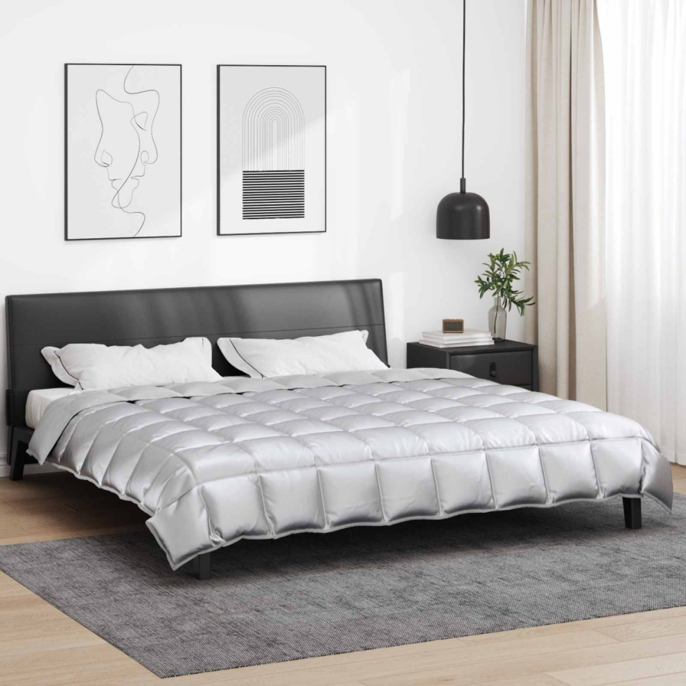 Vidaxl Winter Duvet Silver 200 X 220 Cm Satin And Microfiber