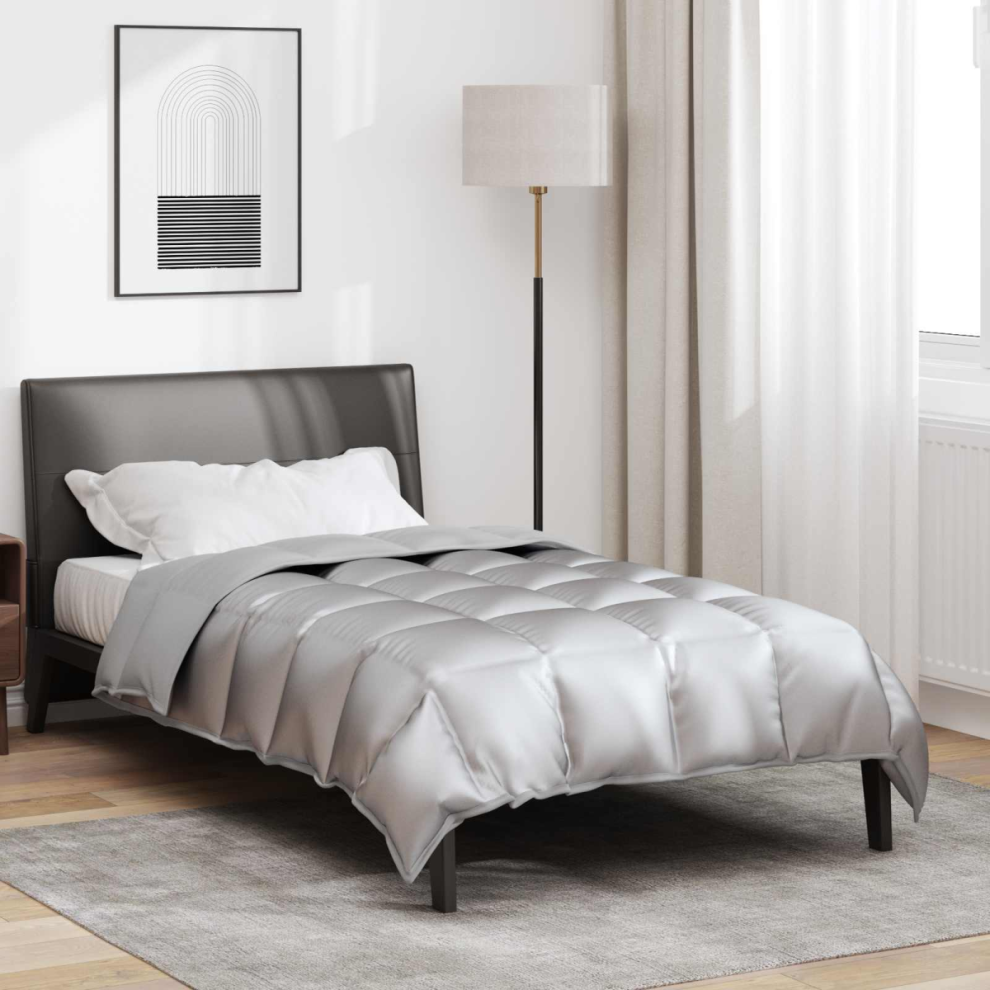 Vidaxl Winter Duvet Silver 140 X 200 Cm Satin And Microfiber