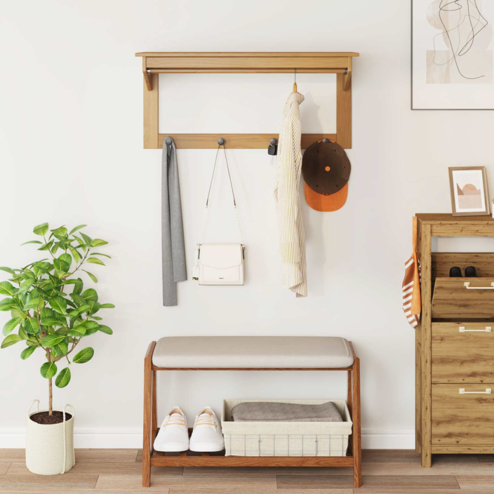 Vidaxl Coat Rack Hill Honey Brown 90 X 35 X 41.5 Cm Solid Pine Wood