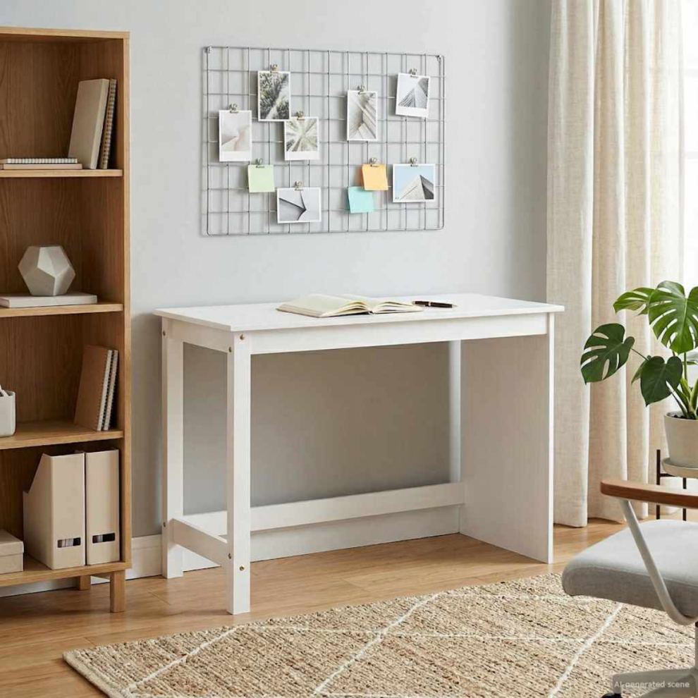 Vidaxl Desk White 112 X 50 X 75 Cm Solid Pine Wood