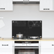 vidaXL Kitchen Backsplash Black 70 x 40 cm Tempered Glass