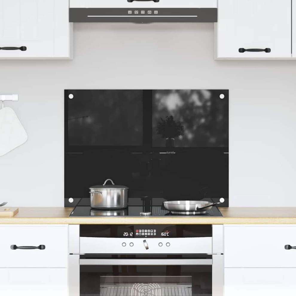 Vidaxl Kitchen Backsplash Black 70 X 50 Cm Tempered Glass
