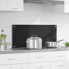vidaXL Kitchen Backsplash Black 90 x 40 cm Tempered Glass