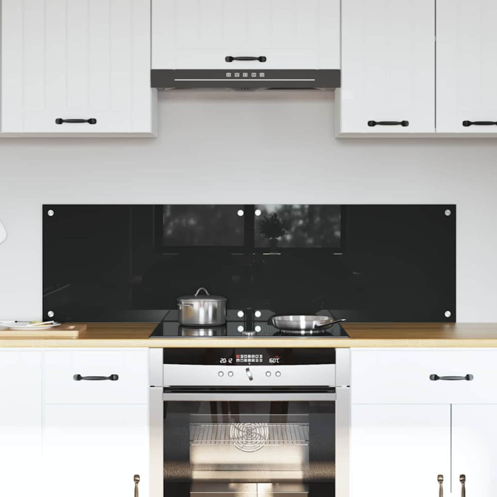 Vidaxl Kitchen Backsplash 2 Pcs Black 70 X 40 Cm Tempered Glass