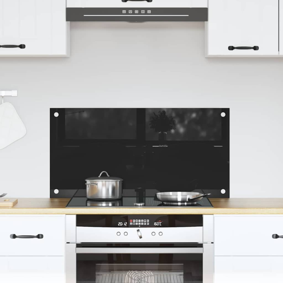 Vidaxl Kitchen Backsplash Black 80 X 40 Cm Tempered Glass