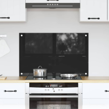 vidaXL Kitchen Backsplash Black 80 x 50 cm Tempered Glass