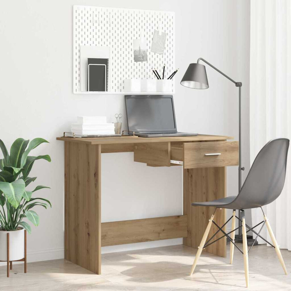 Vidaxl Desk With Drawer Artisan Oak 100 X 50 X 76 Cm Engineered Wood