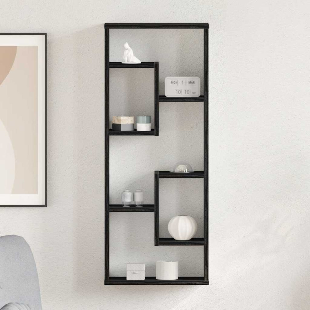 Vidaxl Wall Shelf Black Oak 36X16x90 Cm Engineered Wood 8721158724564