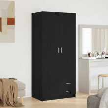 vidaXL Wardrobe with Drawer Black Oak 80 x 52 x 180 cm Engineered Wood