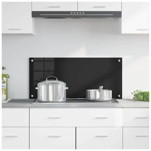 VidaXL vidaXL Kitchen Backsplash Black 90 x 40 cm Tempered Glass 2