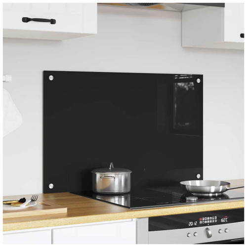 VidaXL vidaXL Kitchen Backsplash Black 80 x 50 cm Tempered Glass 2