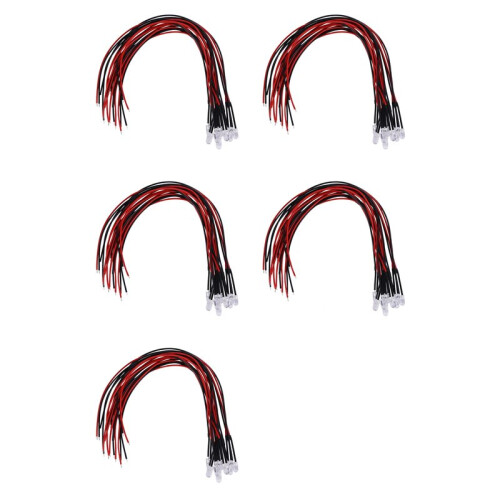 50Pcs 5mm Pre-Wired Diffused LED Diodes Light 20ma  3-6V White