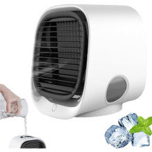 Mini Climatizador com Depósito 300 ml, LED e 3 Velocidades