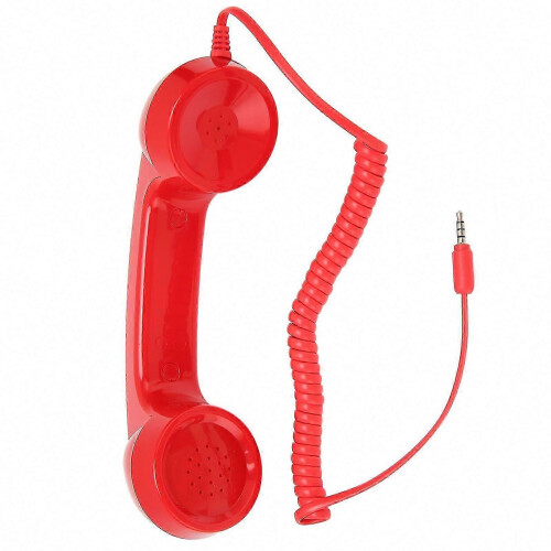 Retro Phone Handset for Mobile & Computer - Multifunction Radiation Proof Handheld Receiver in Red 1
