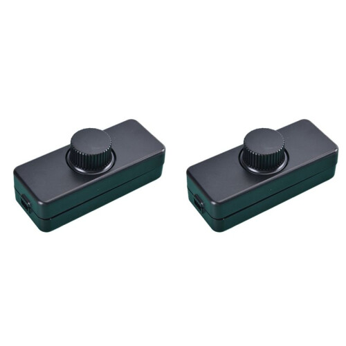 2PCS Adjustable LED Dimmer 220V Lights  Lighting Button Dimmer Controller Black