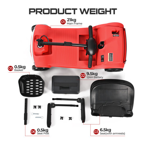 (Red) Pilot Mobility Scooter 4mph Boot Travel LED Headlight 1