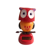 (Red Owl) Solar Cartoon Figure Ornament for Car Dashboard Dynamic Dancing Animal Tabletop Decoration for Home Desktop Office