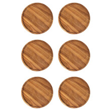 6X Plateau Rond en Bois, Plateau de Service en Bois, Plateau de Service, Planche de Charcuterie pour Apéritif, Organisateur de Plateau pour