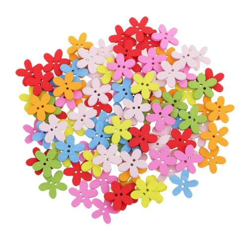 Wooden Flower Buttons 2-Hole 100 Pieces 1