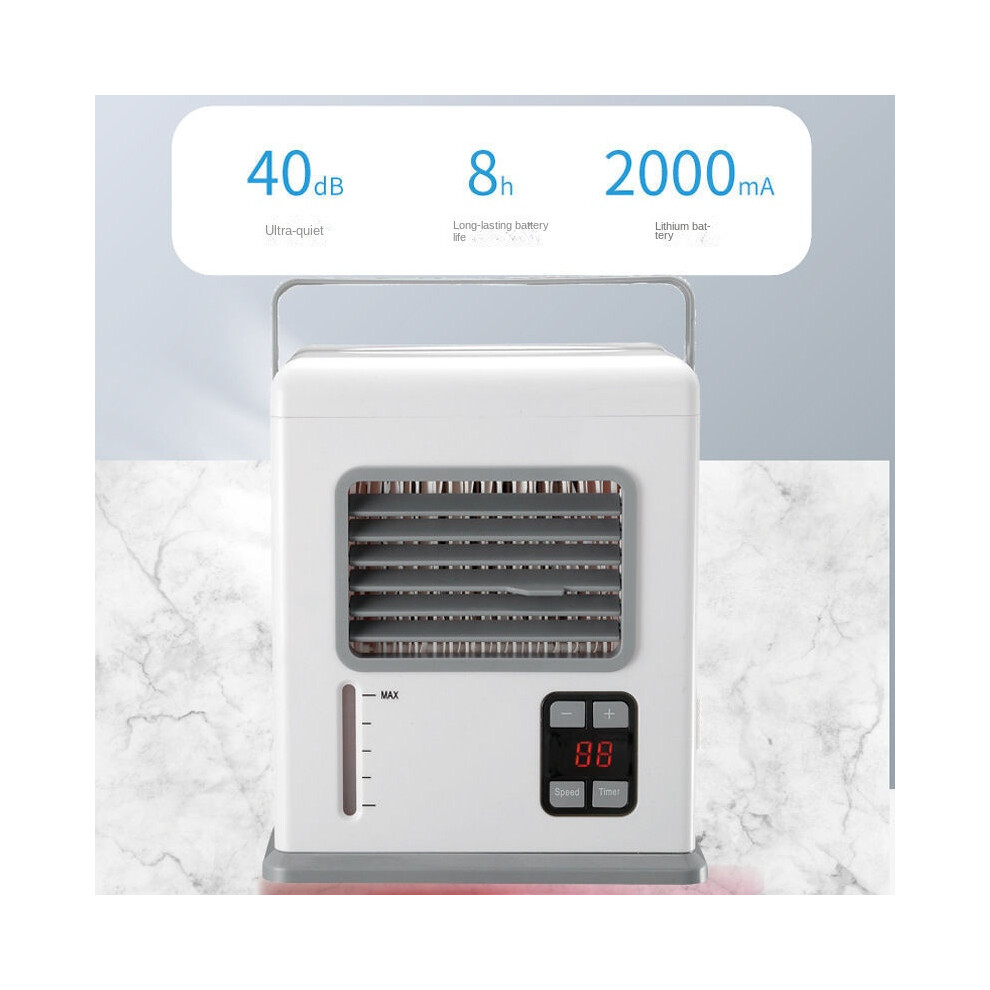 Portable Mini Air Cooler Fan Usb Rechargeable Desktop Cooling Fan Digital Display For Office Dorm White/Gray 8581903984748