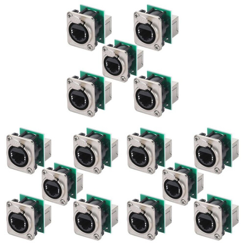 15x Ethercon Rj45 Chassis Socket,D-N8FDP RJ45 Feed/Pass Panel Mount Jack,D Series Cat5 RJ45 Vertical Panel-Mount