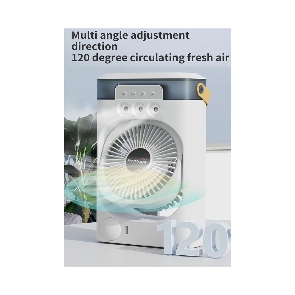 Rechargeable Air Cooler Fan Mist Humidifier 3 Speed Portable Desktop Cooling Fan For Dorm Office White 8581903984779