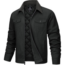 Herren Übergangsjacke mit Cord-Kragen Schwarz 3XL — herren winterjacke, herren shacket jacke, herren baumwolljacke