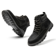 Men's Leather Trekking Snow Boots Non-Slip Black 44 — men's winter boots, men's leather shoes, men's hiking boots