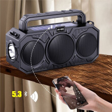 Solar Power Rechargeable Flashlight FM Radio with Wireless  Speaker TF USB for Outdoor Emergency Camping C