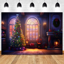 Panno per Fondale Fotografico Multifunzionale per Bambini, Albero di Natale Invernale, 210X150 Cm, Modello 7981