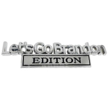 (Silver Black) Lets Go Brandon Edition Car Decals 3D Letters Emblem Metal Car Sticker