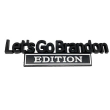 (Black White) Lets Go Brandon Edition Car Decals 3D Letters Emblem Metal Car Sticker