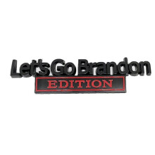 (Black Red) Lets Go Brandon Edition Car Decals 3D Letters Emblem Metal Car Sticker