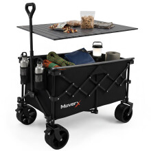 MoverX 200L/150kg Tabletop Trolley Folding Camping Wagon for Beach Outdoor Garden Picnic Shopping Fishing, Wide Wheels, Adjustable Handle