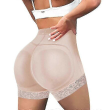 (XXL, Beige) Women Body Shaper Padded Butt Lifter Panty Butt Hip Enhancer Fake Bum Shapwear Briefs Push Up Shorts S-3XL