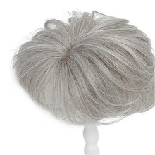(silver grey) Short Hair Bald Top Wig for Men Breathable Comfortable Hairpieces for Daily Use