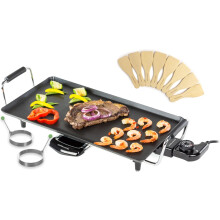 Andrew James Teppanyaki Electric Grill Plate & 2 Egg Rings | Large Non-Stick Tabletop Griddle with 43cm x 22.5cm Hot Plate