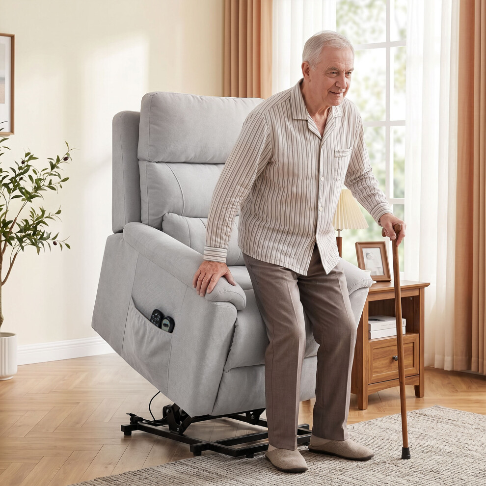 Homcom Power Lift Recliner, Lift Chair With Massage And Heat, Light Grey