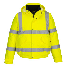 Portwest S463 Hi-Vis Winter Bomber Jacket Waterproof Padded Pack Away Hood