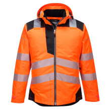 Portwest PW3 T400 Hi-Vis Waterproof Hooded Quilt Lined Winter Work Jacket
