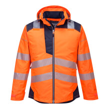 Portwest PW3 T400 Hi-Vis Waterproof Hooded Quilt Lined Winter Work Jacket