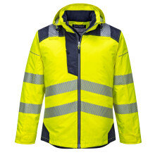 Portwest PW3 T400 Hi-Vis Waterproof Hooded Quilt Lined Winter Work Jacket
