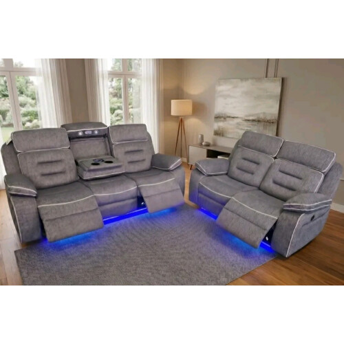 Hafsa 3 + 2 Grey OTE Fabric Electric Recliner Set