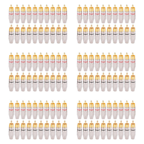 120 Pcs RCA Plug Audio Video Locking Cable Connector Gold Plated