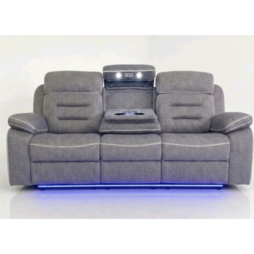Hafsa 3 + 2 Grey OTE Fabric Electric Recliner Set 2