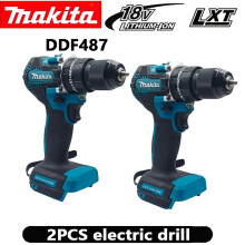 (2pcs DDF487) Makita DDF487 Genuine Brushless Cordless Electric Drill 18V Rechargeable Screwdriver Power Tool + Original Makita 18V Battery