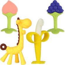 1set 3-6 Month Old Baby Tooth Extraction Toy, Safety Silicone Material, Banana Toothbrush, and Fruit Shaped Giraffe Etc